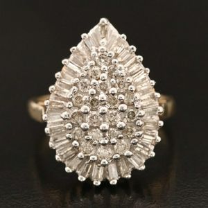 10k Gold 1.07 ctw Diamond Cluster Ring